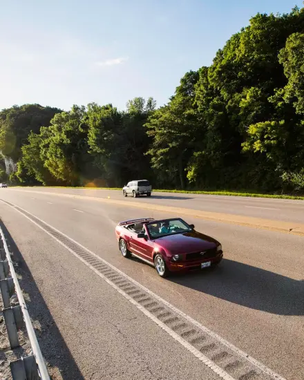 Auto in viaggio sulla Great River Road