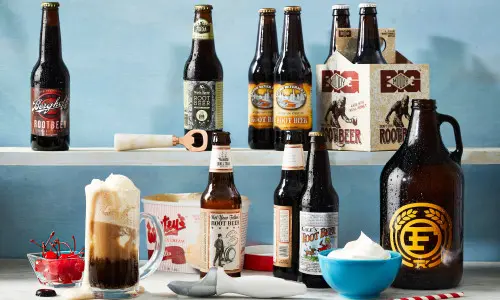 Una selezione di birre di radice artigianali e di gelati galleggianti