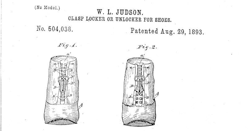 Il brevetto illustrato del design della cerniera lampo di Whitcomb Judson