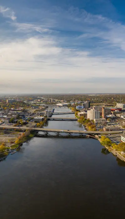 Ripresa aerea della città di Rockford